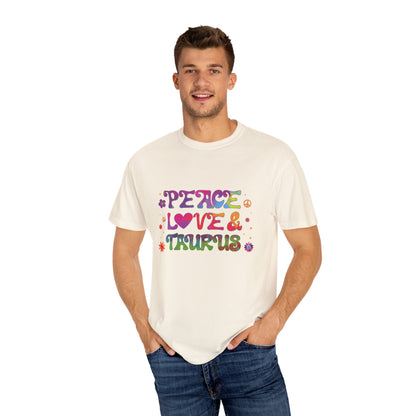 Peace Love & Taurus – Earthy Retro Zodiac Tee