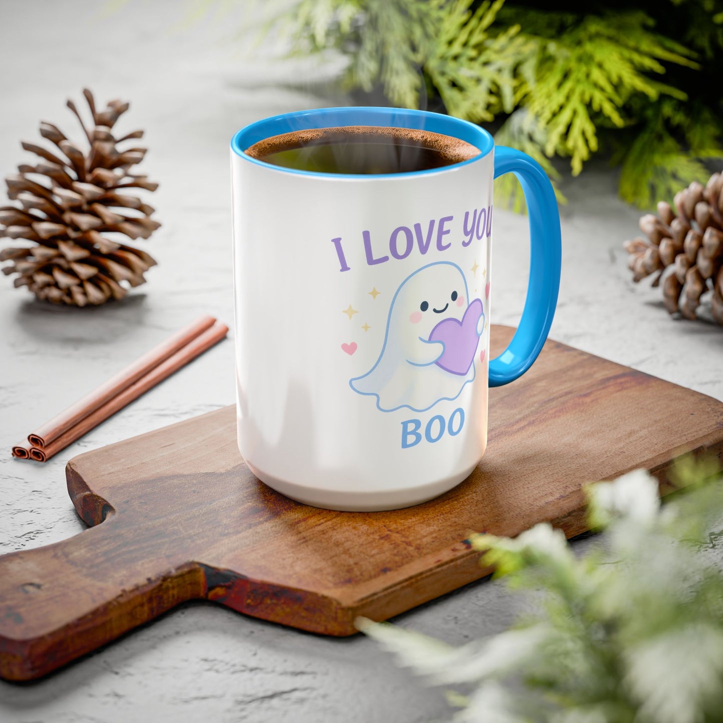 I Love You Boo – Cute Ghost Love Mug (Blue Accent 11oz & 15oz)