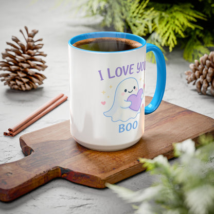 I Love You Boo – Cute Ghost Love Mug (Blue Accent 11oz & 15oz)