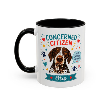 Personalized Dog Mug "Concerned Citizen" | Custom Pet Color Accent Mug with Dog Photo & Name | Funny Dog Lover Gift