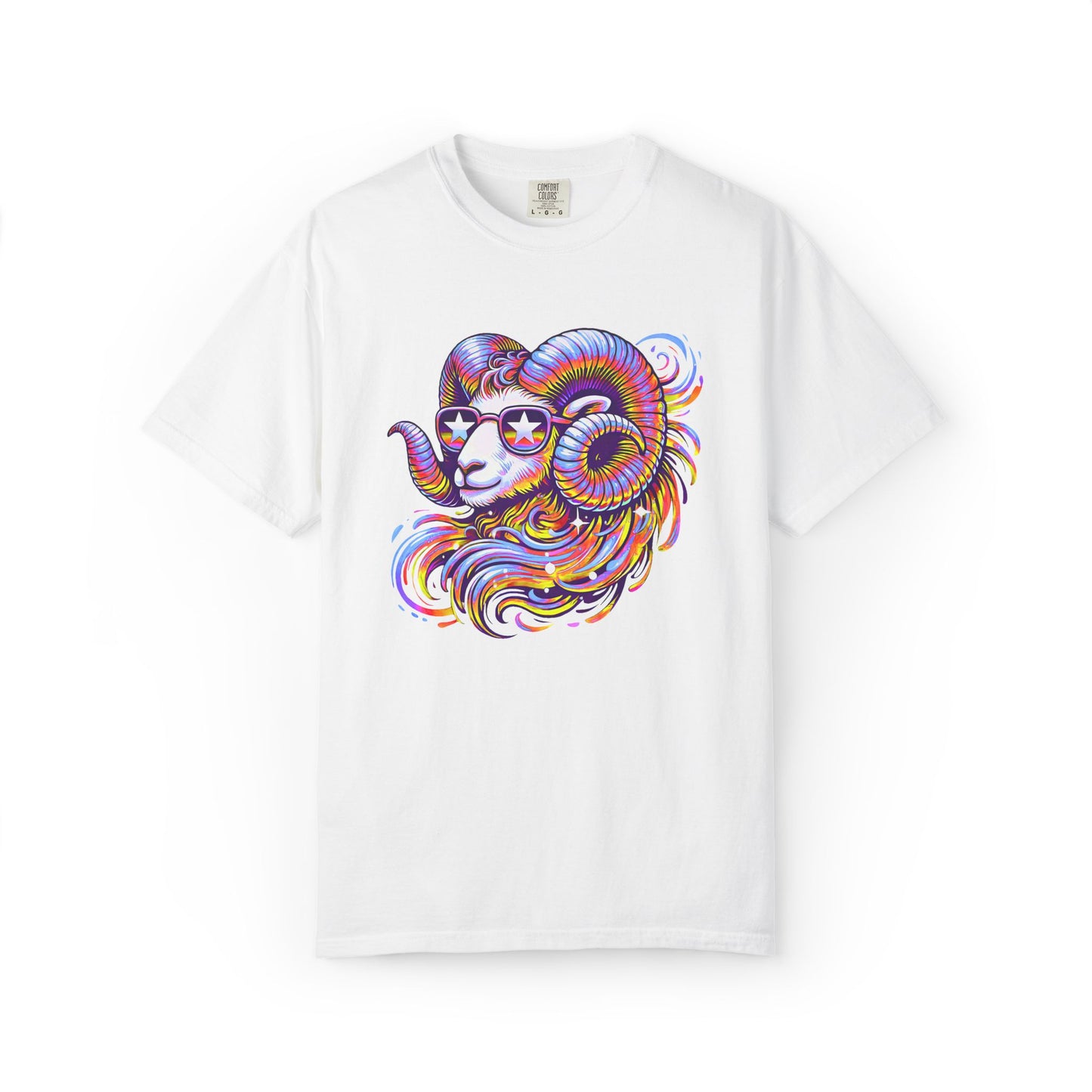Psychedelic Aries Ram Tee – Retro Multicolor Zodiac Shirt