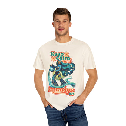 Keep Calm and Aquarius On – Retro Water Bearer Zodiac Tee