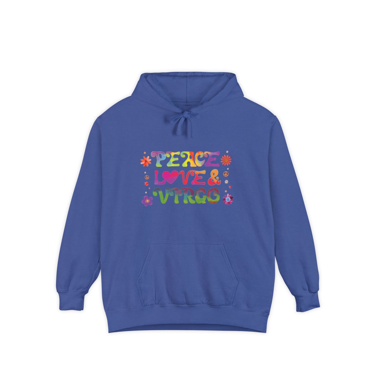 Peace Love & Virgo Unisex Hoodie – Groovy Retro Comfort Colors Midweight Hoodie