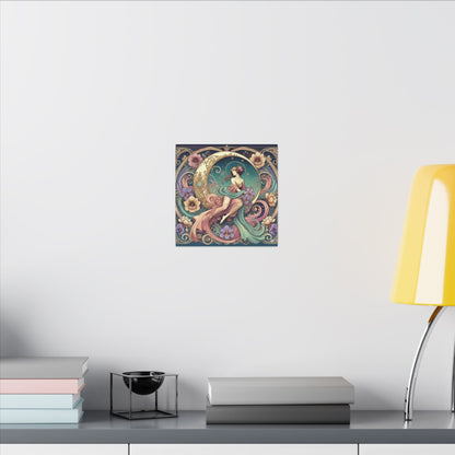 Floral Moon Muse – Art Nouveau Goddess Wall Art