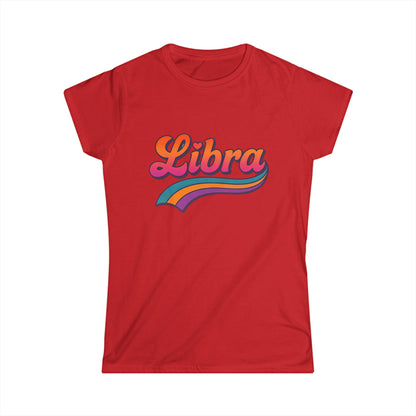 Libra Women’s Softstyle Tee – Empowering Retro Zodiac Colorful Shirt