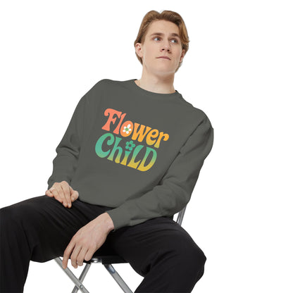Flower Child Unisex Crewneck – Groovy Flower Power Comfort Colors Midweight Sweatshirt