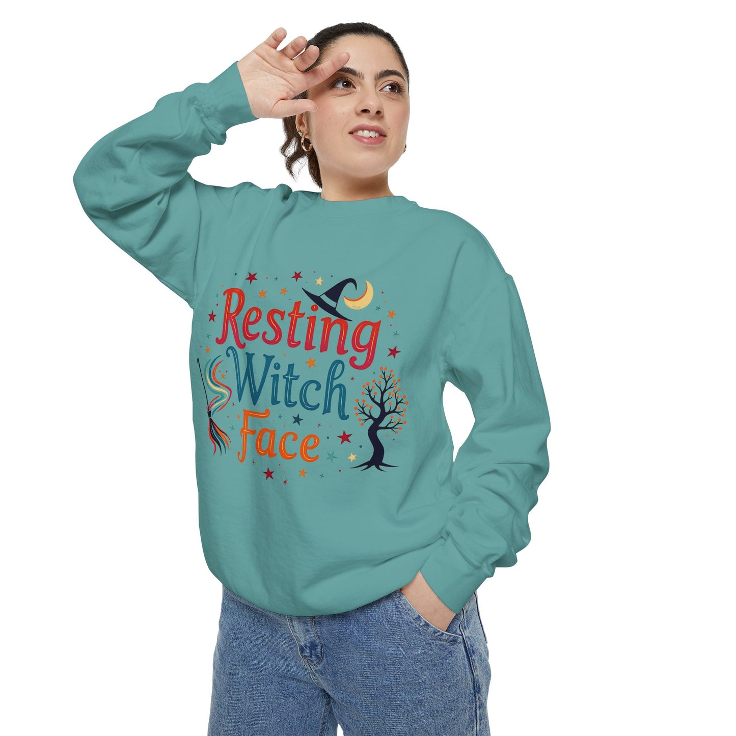 Resting Witch Face Sweatshirt – Retro Halloween Witch Pullover
