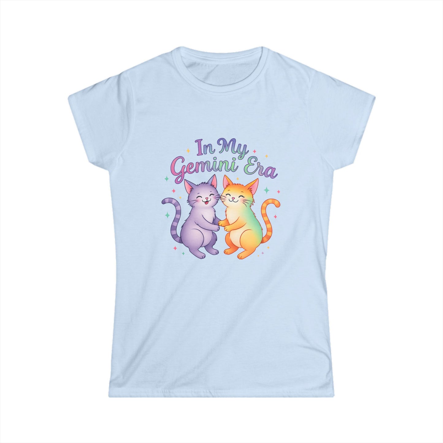 In My Gemini Era Women’s Softstyle Tee – Empowering Zodiac Cat Shirt