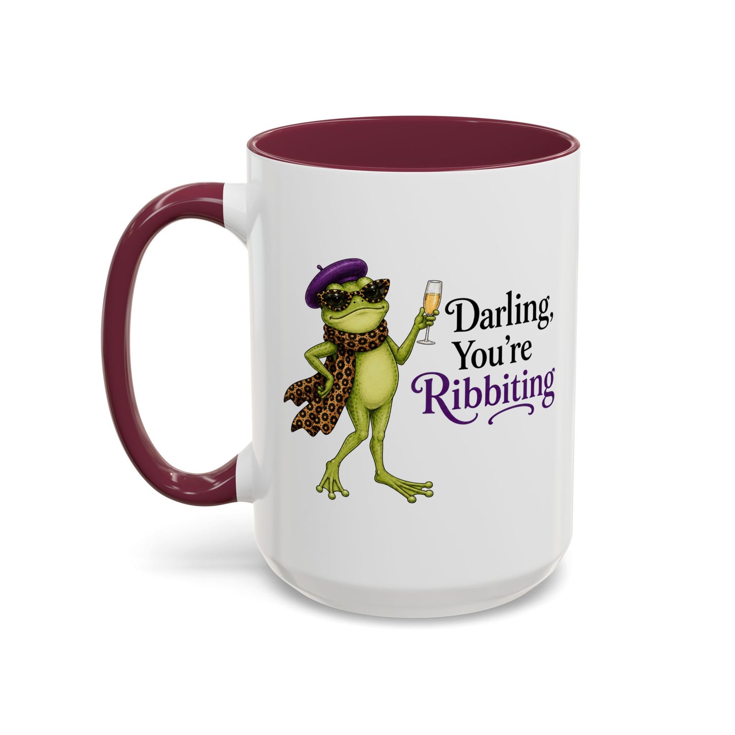 Darling You're Ribbiting Frog Mug | Funny Fashion Frog Coffee Mug | Glam Frog Gift for Women | Colored Mug
