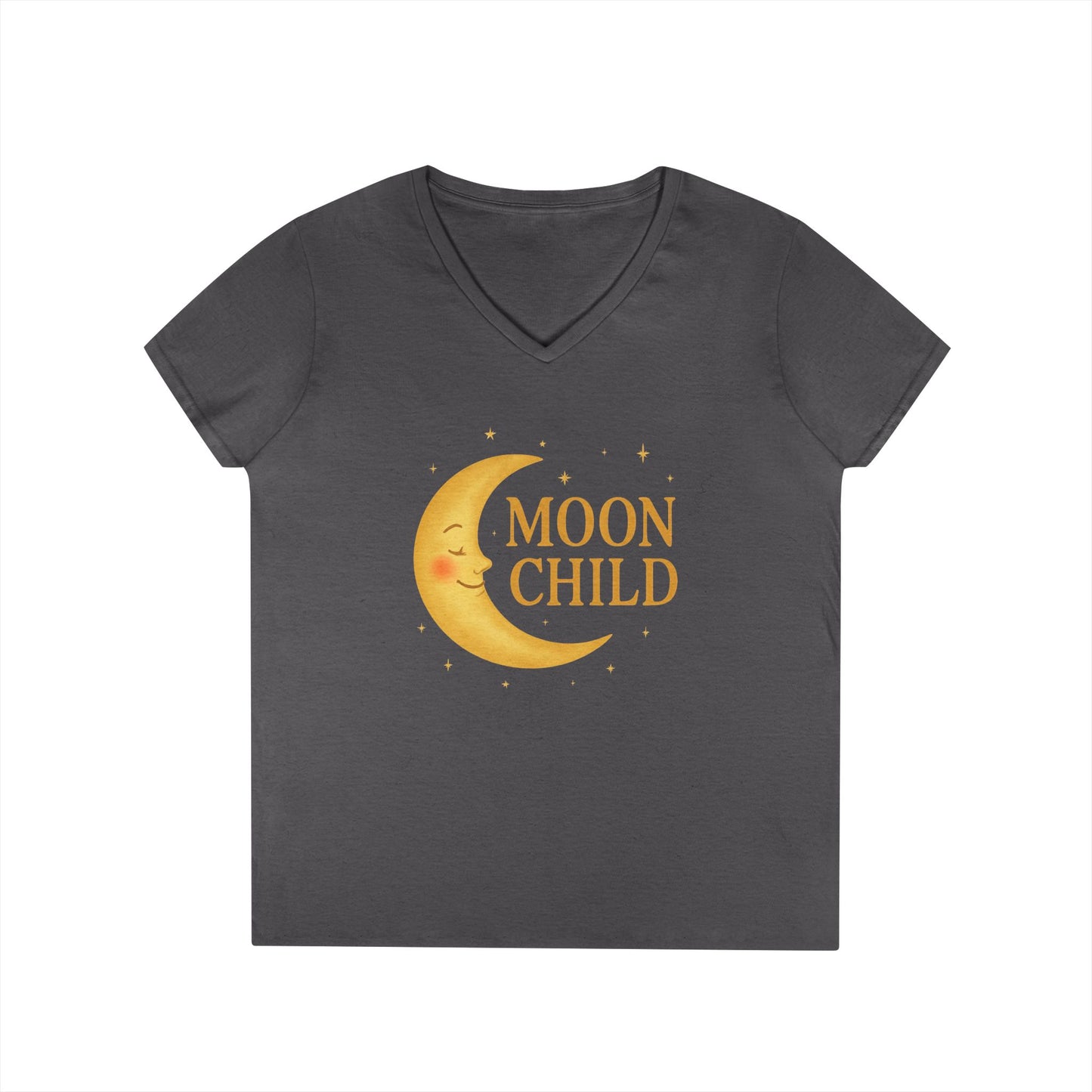 Moon Child Women’s V-Neck Tee – Empowering Celestial Lunar Zodiac Shirt
