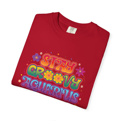 Stay Groovy Aquarius – Retro Flower Power Tee