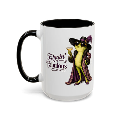 Friggin' Fabulous Frog Mug | Cute Frog Coffee Mug for Women | Funny Glam Frog Gift | Colored Mug