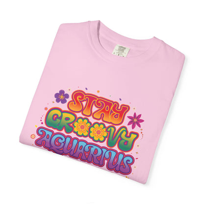 Stay Groovy Aquarius – Retro Flower Power Tee