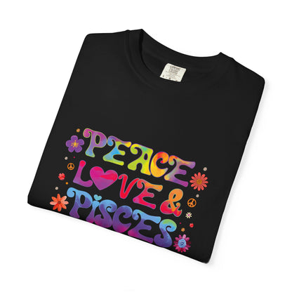 Peace Love & Pisces Tee – Retro Colorful Zodiac Shirt