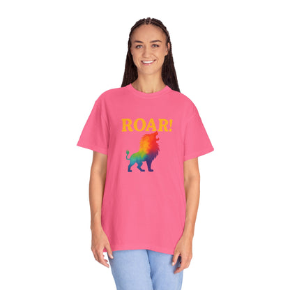 ROAR! – Retro Rainbow Lion Tee for Cosmic Confidence