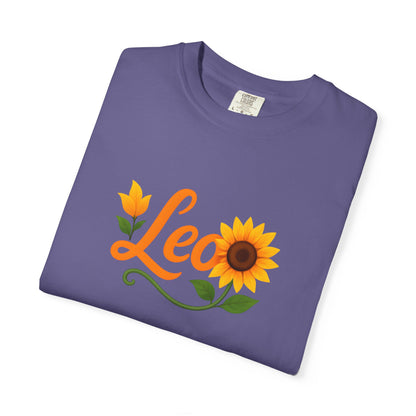 Leo Sunflower Tee – Retro Zodiac Shirt