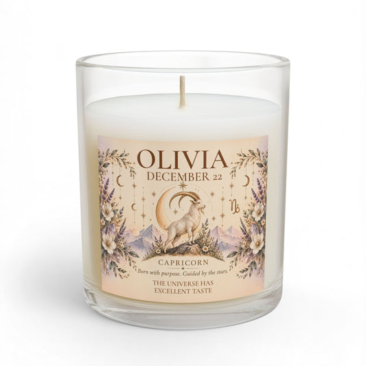 Personalized Capricorn Zodiac Candle | Custom Astrology Candle Gift