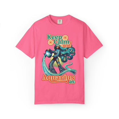 Keep Calm and Aquarius On – Retro Water Bearer Zodiac Tee