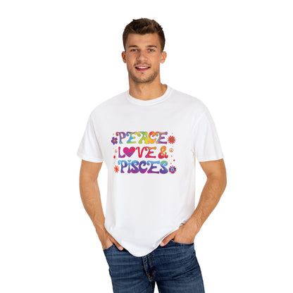 Peace Love & Pisces Tee – Retro Colorful Zodiac Shirt