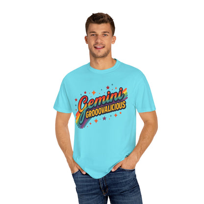 Gemini Groovalicious - Retro Disco Rainbow Zodiac Tee - Enchanted Sky
