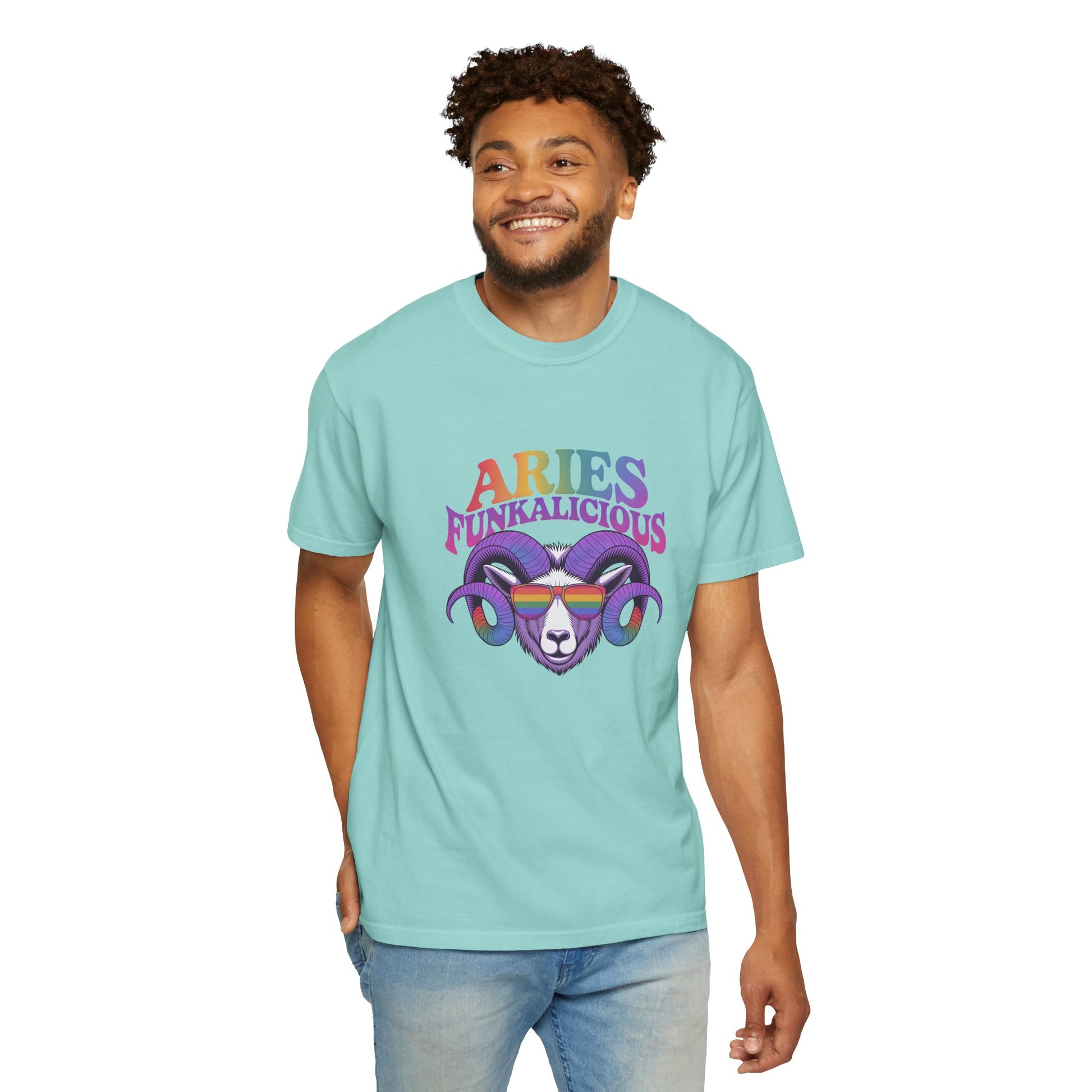 Aries Funkalicious – Rainbow Retro Ram Zodiac Tee