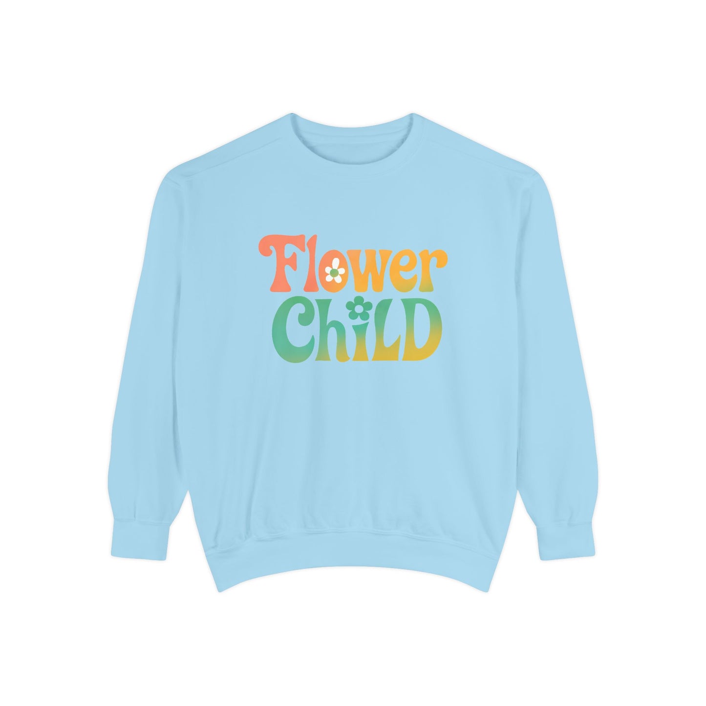 Flower Child Unisex Crewneck – Groovy Flower Power Comfort Colors Midweight Sweatshirt