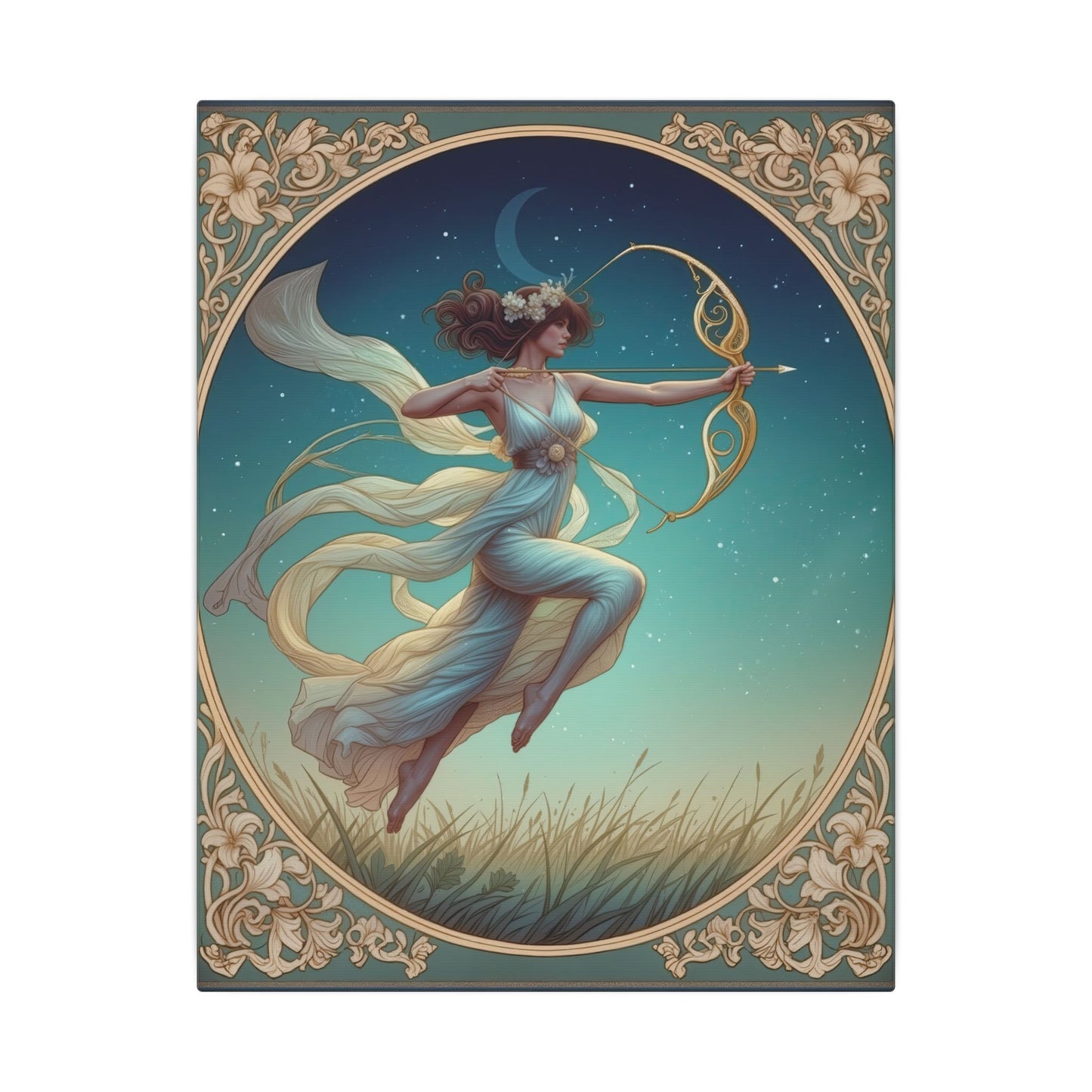 Artemis Under the Stars – Art Nouveau Goddess Wall Art