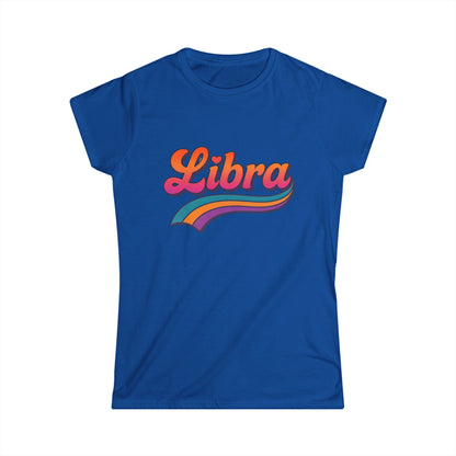 Libra Women’s Softstyle Tee – Empowering Retro Zodiac Colorful Shirt