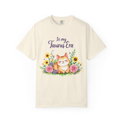 In My Taurus Era Tee – Colorful Zodiac Cat Shirt