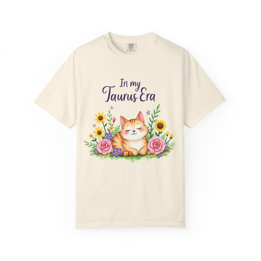 In My Taurus Era Tee – Colorful Zodiac Cat Shirt