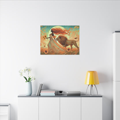 Leo Zodiac Wall Art, Lion Goddess Canvas Print, Astrology Home Decor, Leo Gift for Her, Sunflower Leo Painting, Star Sign Wall Decor