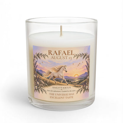 Personalized Sagittarius Astrology Candle with Name and Birth Date