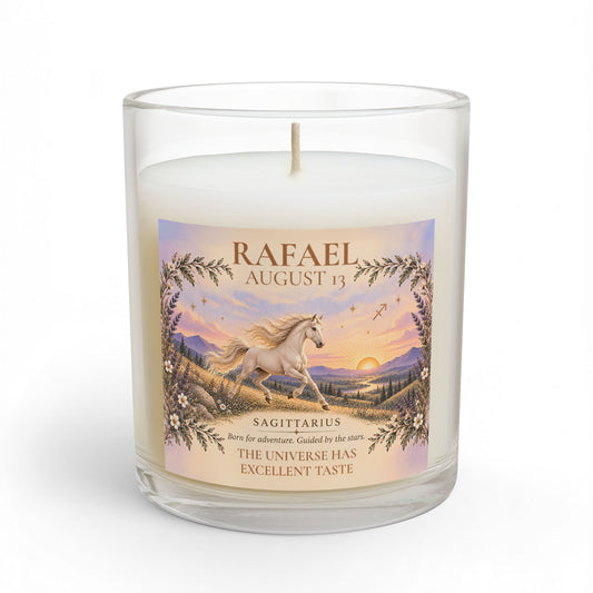 Personalized Sagittarius Astrology Candle with Name and Birth Date