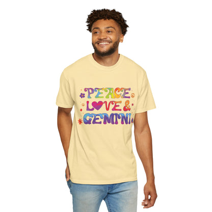 Peace Love & Gemini – Retro Groovy Zodiac Tee