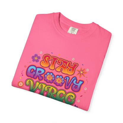STAY GROOVY VIRGO – Retro Psychedelic Zodiac Tee