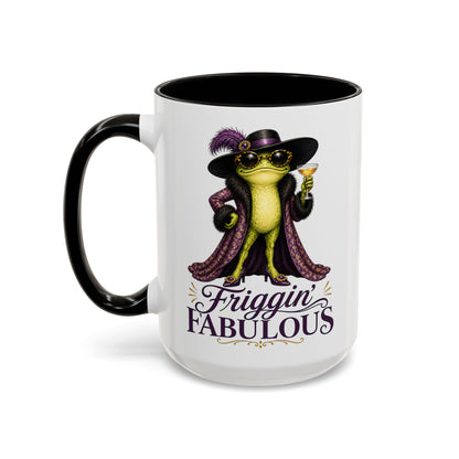 Friggin' Fabulous Frog Mug | Funny Frog Coffee Mug | Glam Fashion Frog Gift for Women | Colored Mug