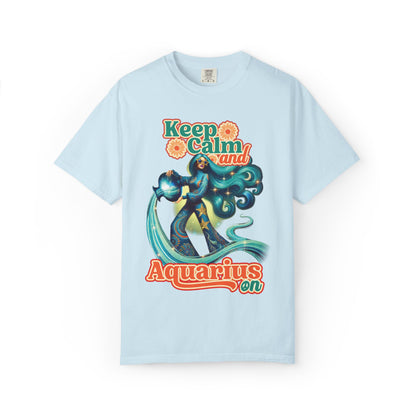 Keep Calm and Aquarius On – Retro Water Bearer Zodiac Tee