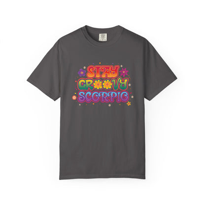 Stay Groovy Scorpio Tee – Groovy Flower Power Zodiac Shirt