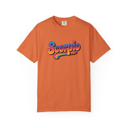 Scorpio Retro Groovy Tee – Multicolor Zodiac Shirt