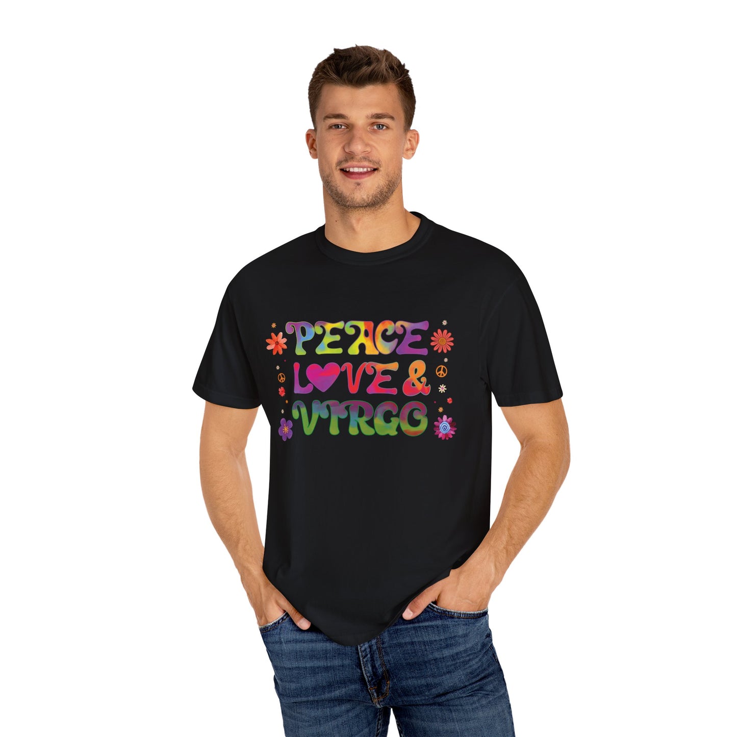 Peace Love & Virgo – Retro Hippie Zodiac Tee
