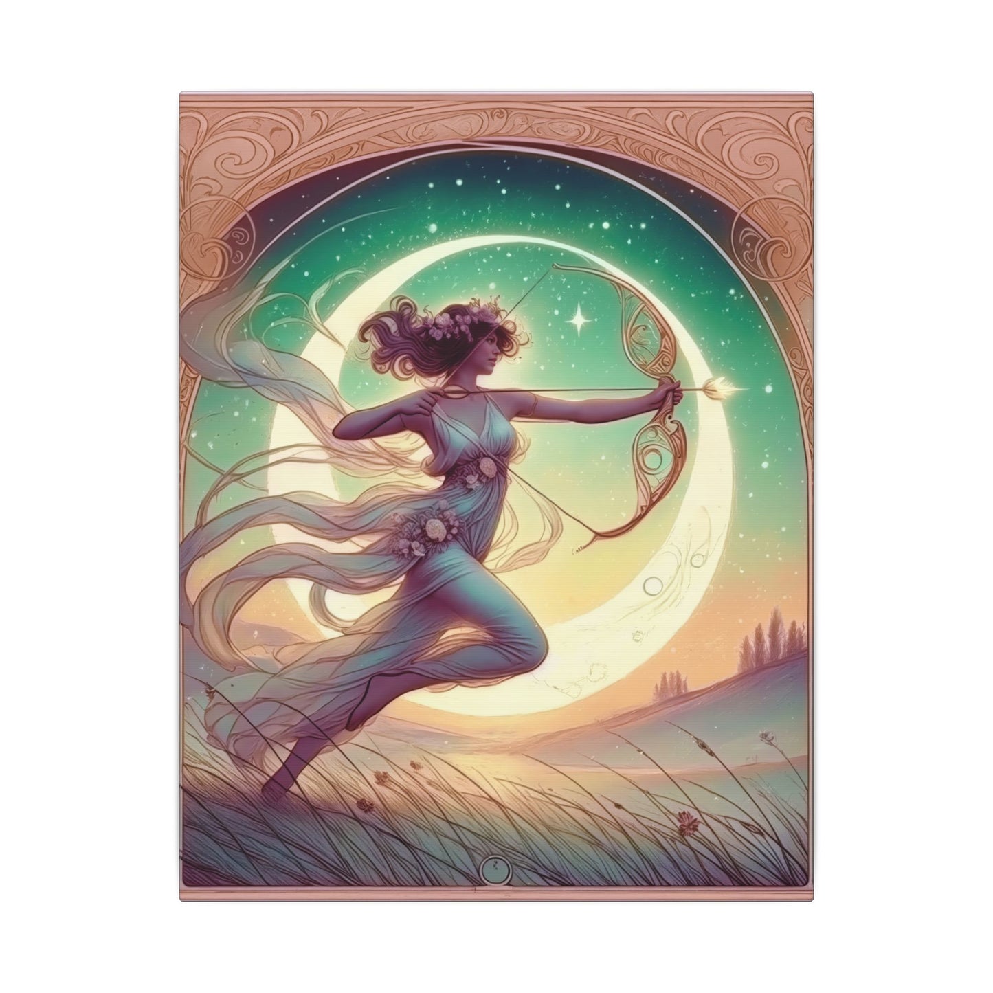 Artemis Rising – Celestial Archer Art Nouveau Wall Art