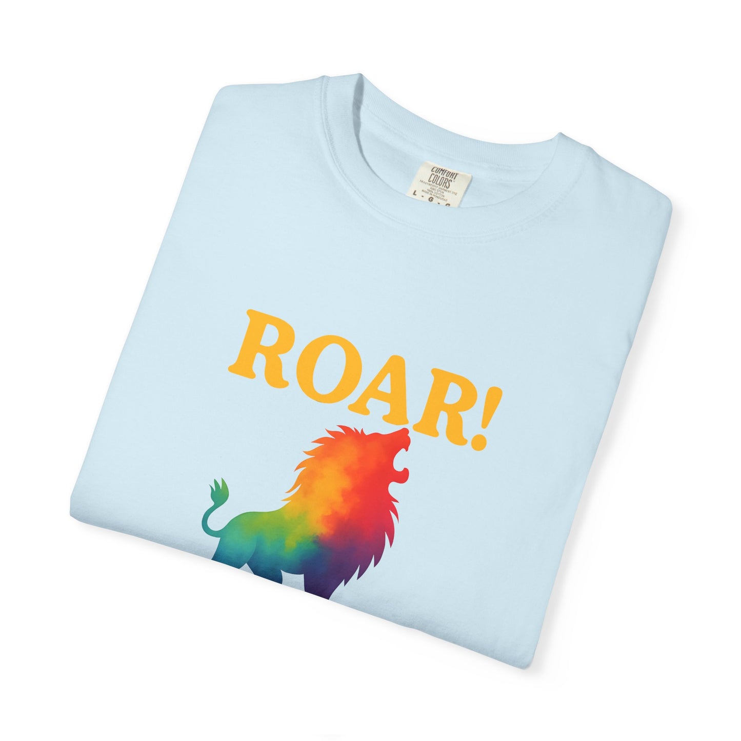 ROAR! – Retro Rainbow Lion Tee for Cosmic Confidence