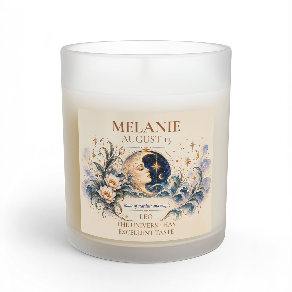 Personalized Zodiac Sign Candle with Birth Date and Name