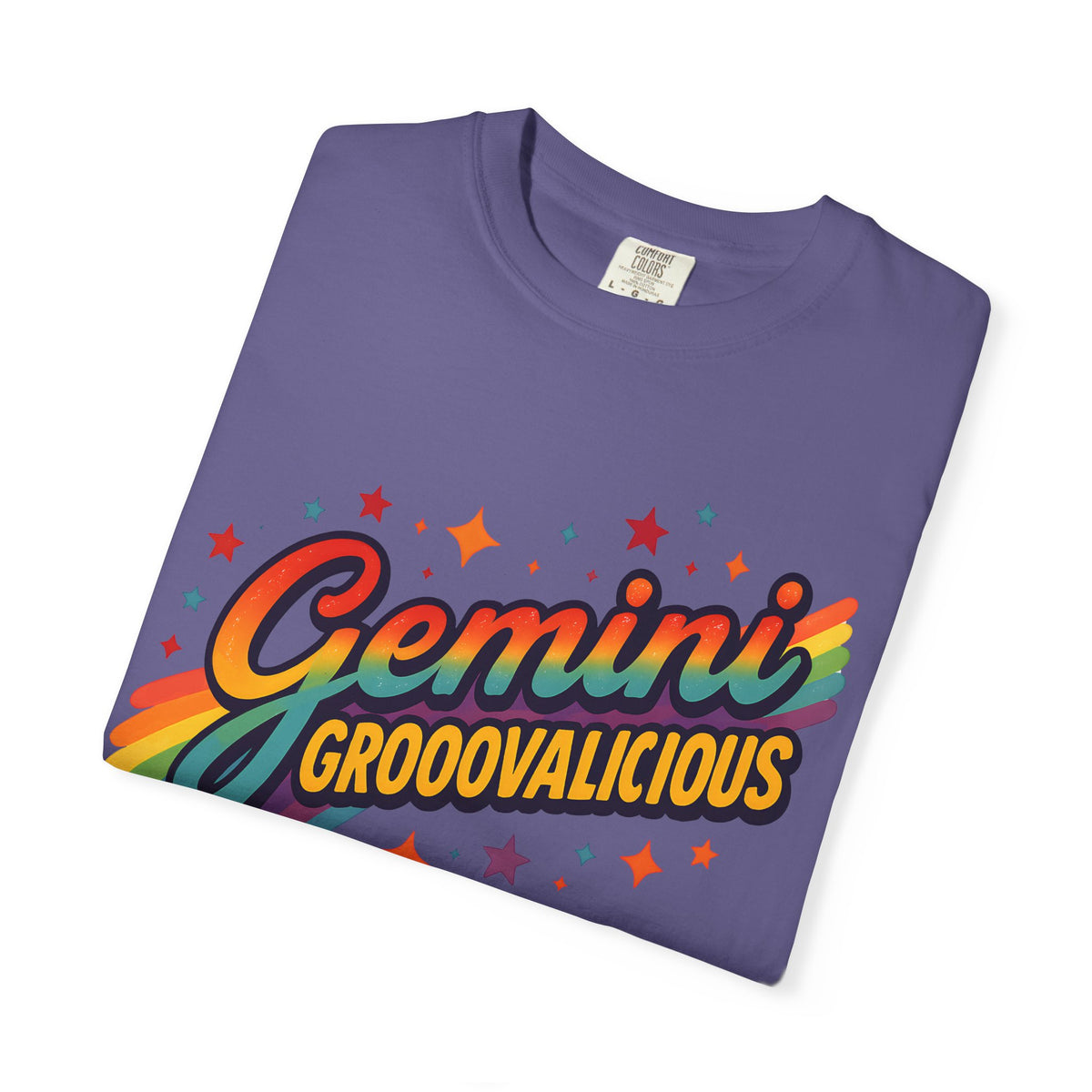 Gemini Groovalicious - Retro Disco Rainbow Zodiac Tee - Enchanted Sky