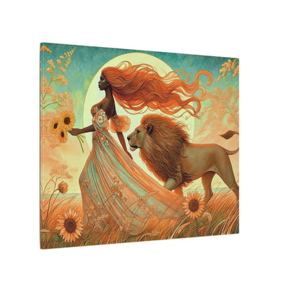 Leo Zodiac Wall Art, Lion Goddess Canvas Print, Astrology Home Decor, Leo Gift for Her, Sunflower Leo Painting, Star Sign Wall Decor