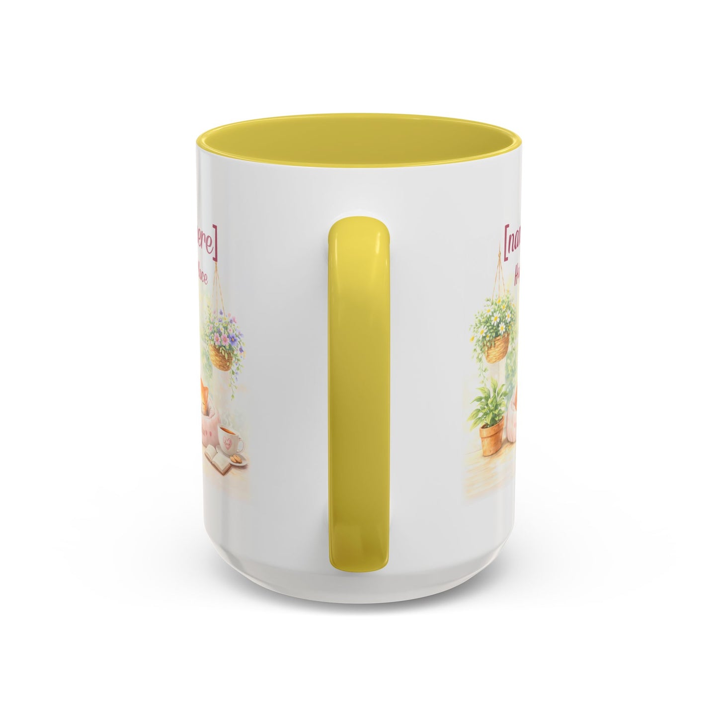 Personalized Name Cat Mug - Custom "Happy Place" Ceramic Mug for Cat Lovers