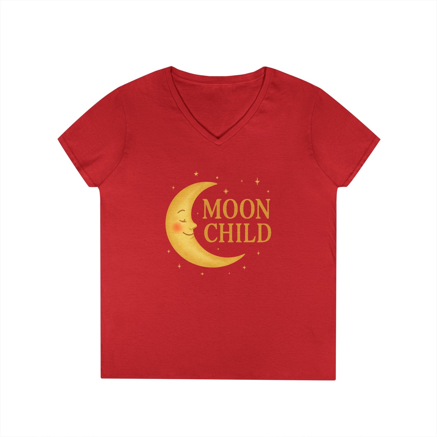 Moon Child Women’s V-Neck Tee – Empowering Celestial Lunar Zodiac Shirt