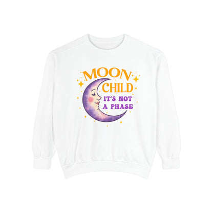 Moon Child It's Not a Phase Unisex Crewneck – Colorful Celestial Comfort Colors Midweight Sweatshirt