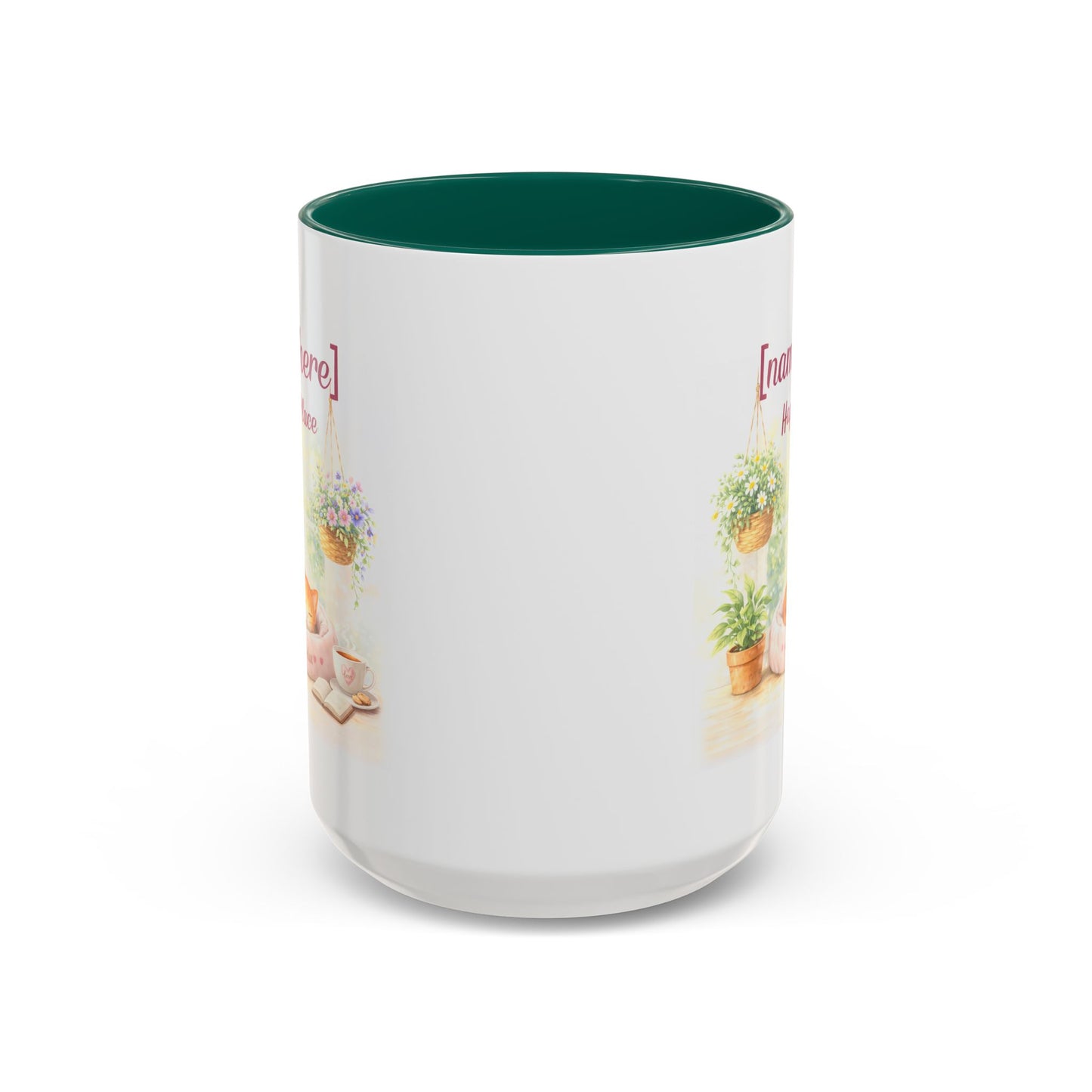 Personalized Name Cat Mug - Custom "Happy Place" Ceramic Mug for Cat Lovers
