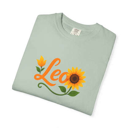 Leo Sunflower Tee – Retro Zodiac Shirt